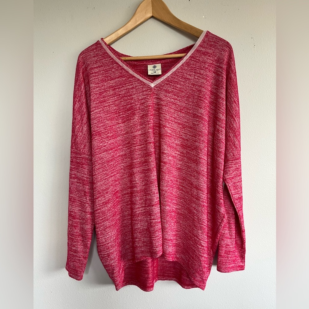 Laurie Felt Women's V-Neck Pullover Top Oversized Sz M Modern Casual Top
